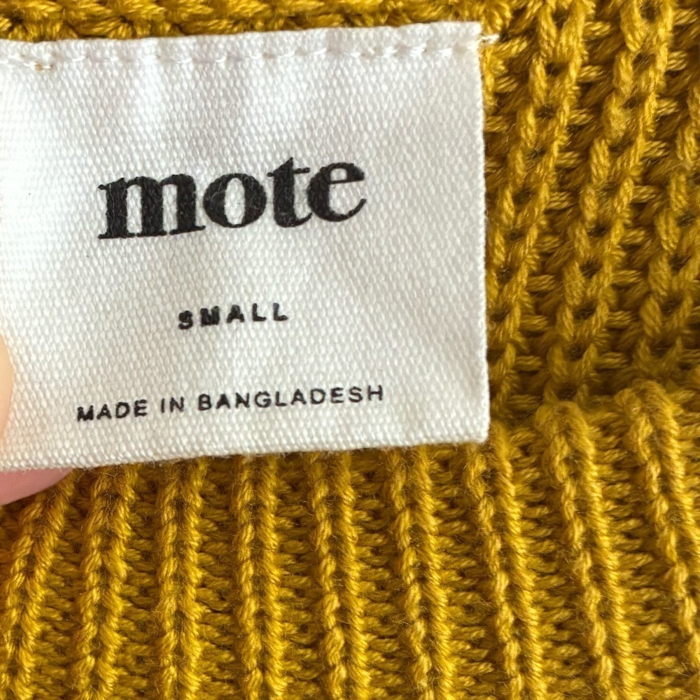 Mote Women's Mustard Yellow Knit Pullover 3/4 Sleeve Casual Sweater S - Picture 7 of 8